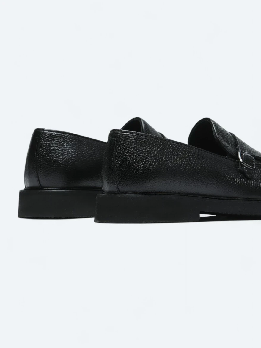 Siyah Deri Smart Casual Loafer - 5
