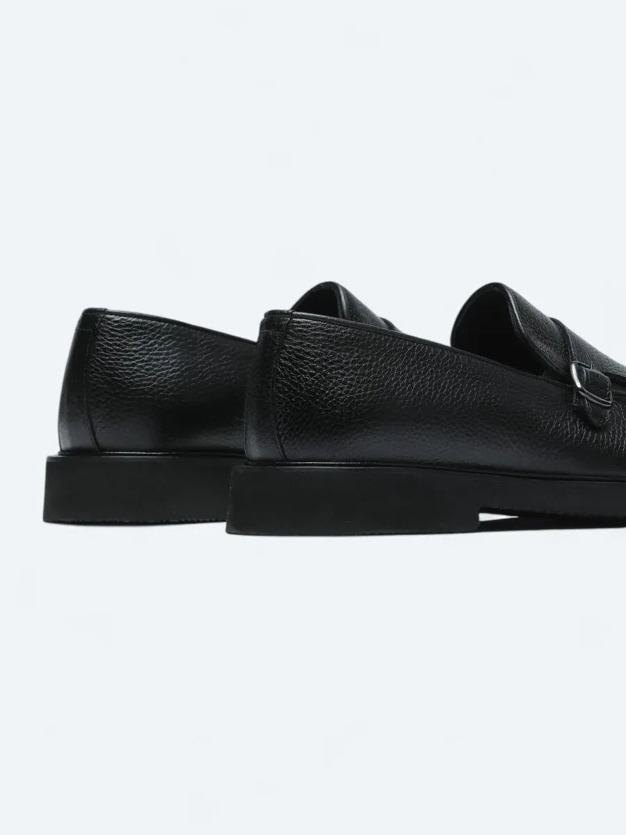 Siyah Deri Smart Casual Loafer - 5