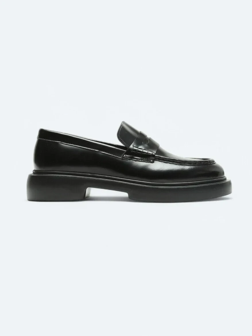 Siyah Deri Smart Casual Loafer - 1