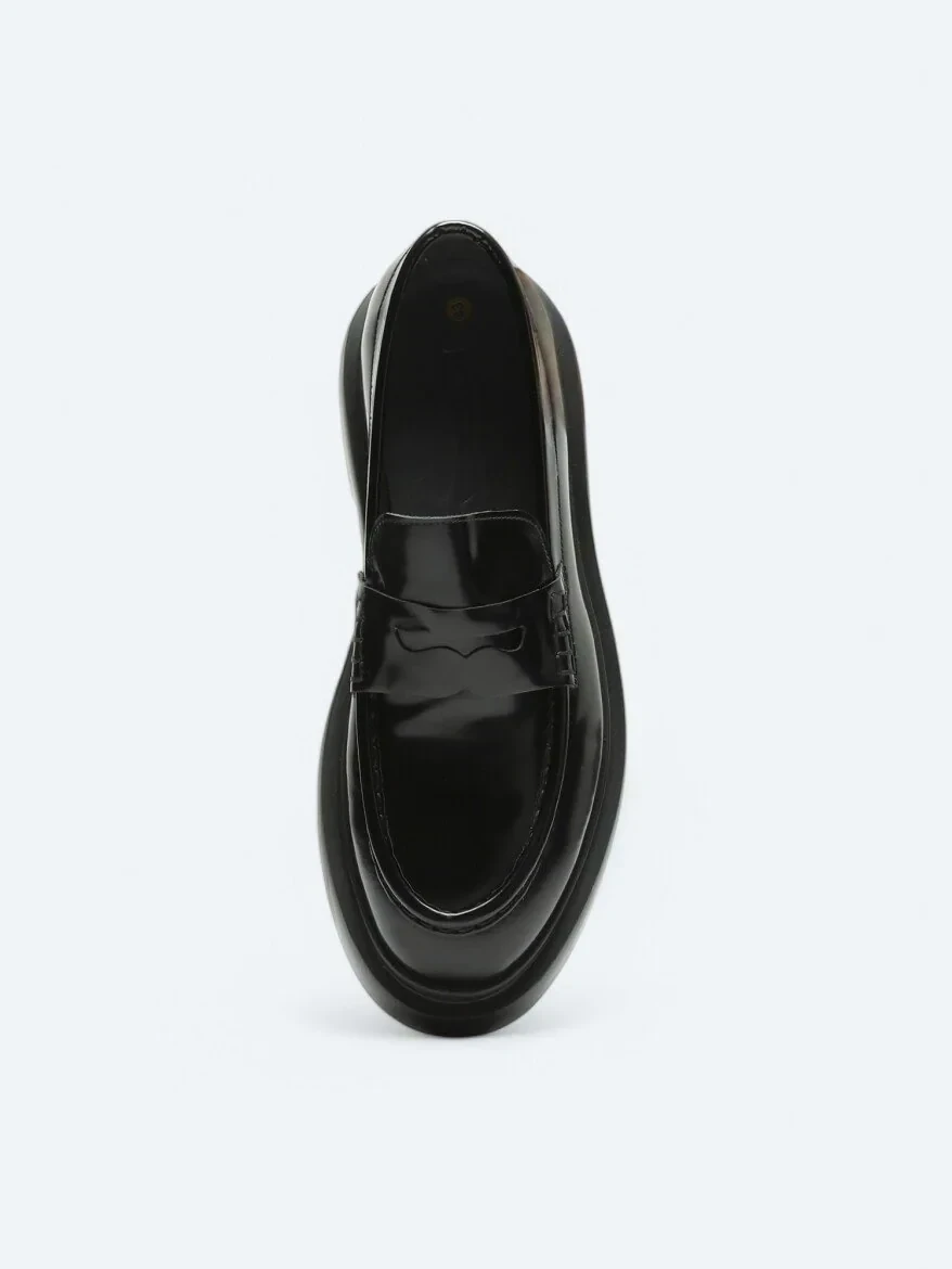 Siyah Deri Smart Casual Loafer - 3