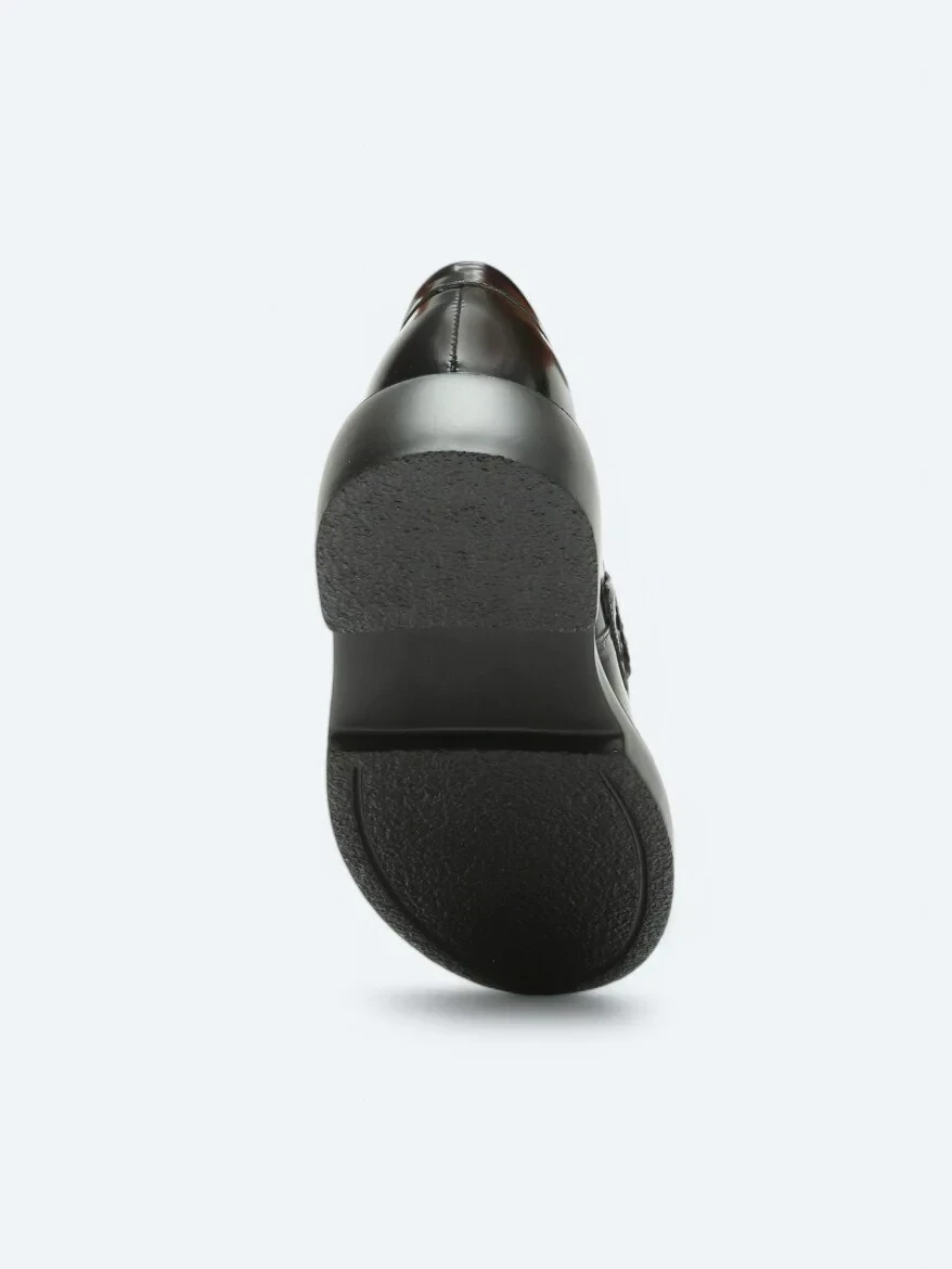 Siyah Deri Smart Casual Loafer - 4