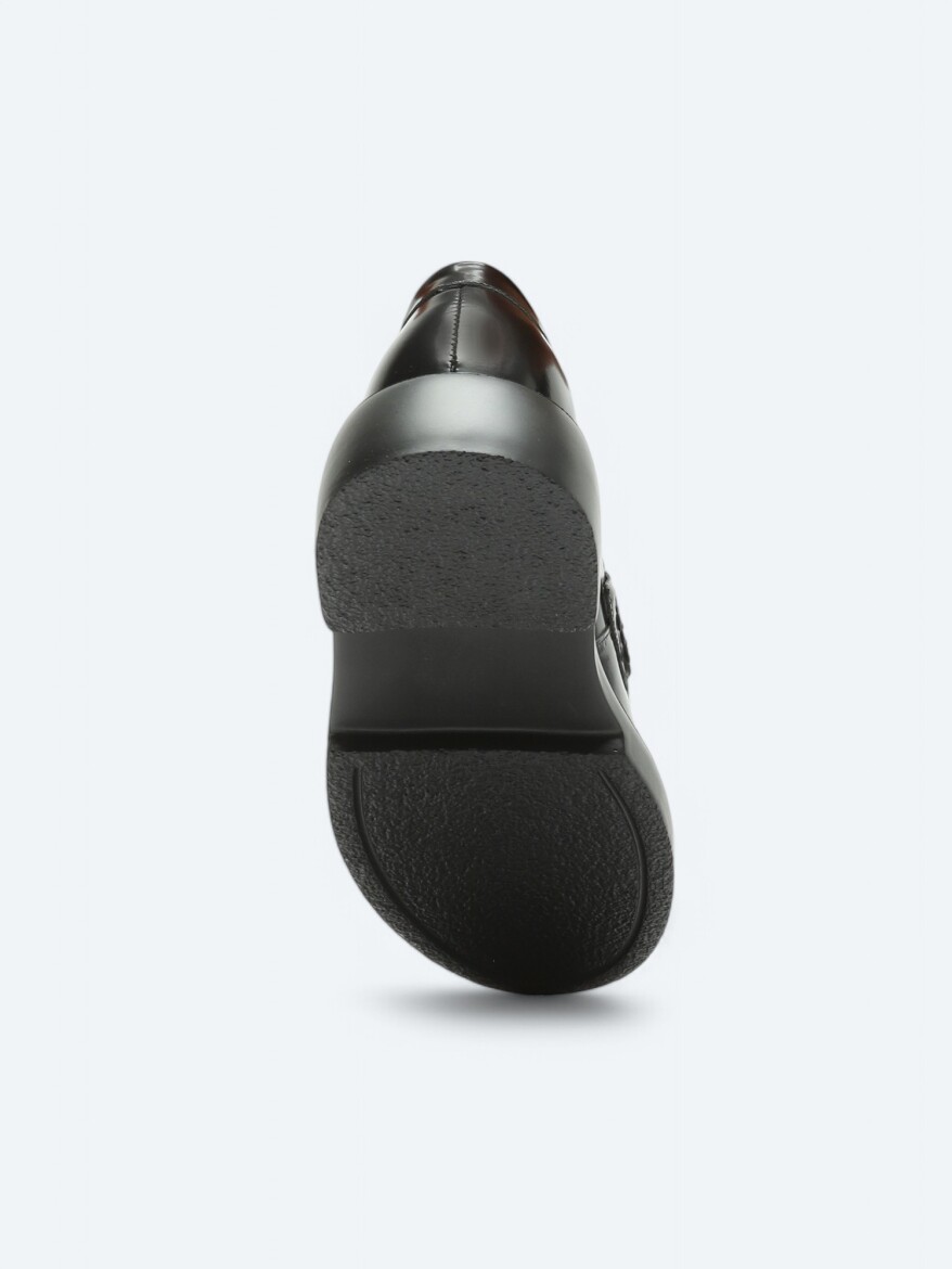 Siyah Deri Smart Casual Loafer - 4