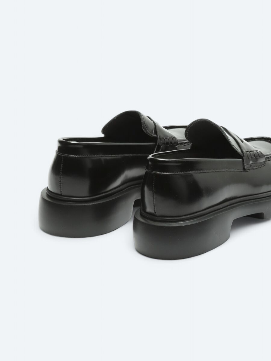 Siyah Deri Smart Casual Loafer - 5