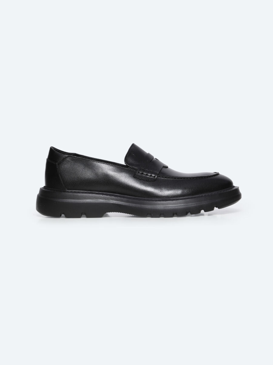 Siyah Deri Smart Casual Loafer - 1