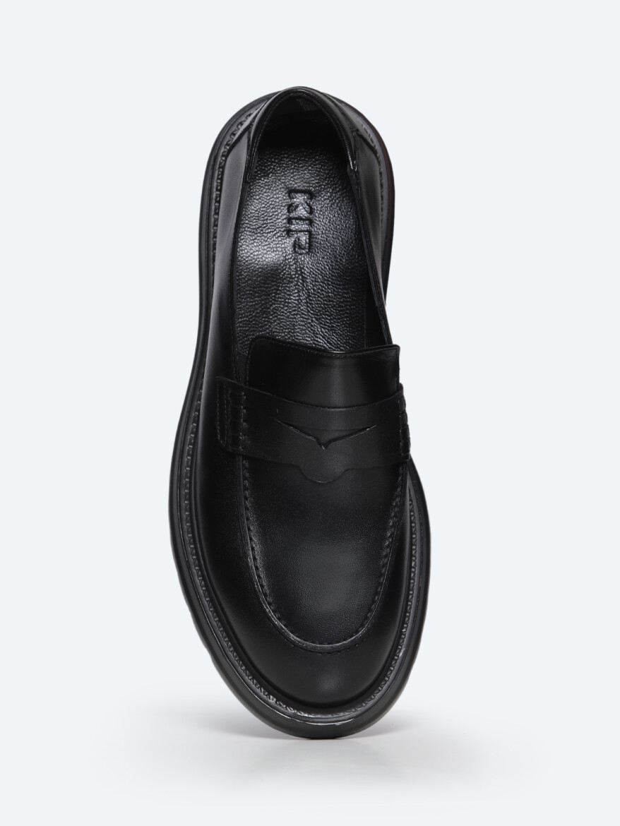 Siyah Deri Smart Casual Loafer - 4