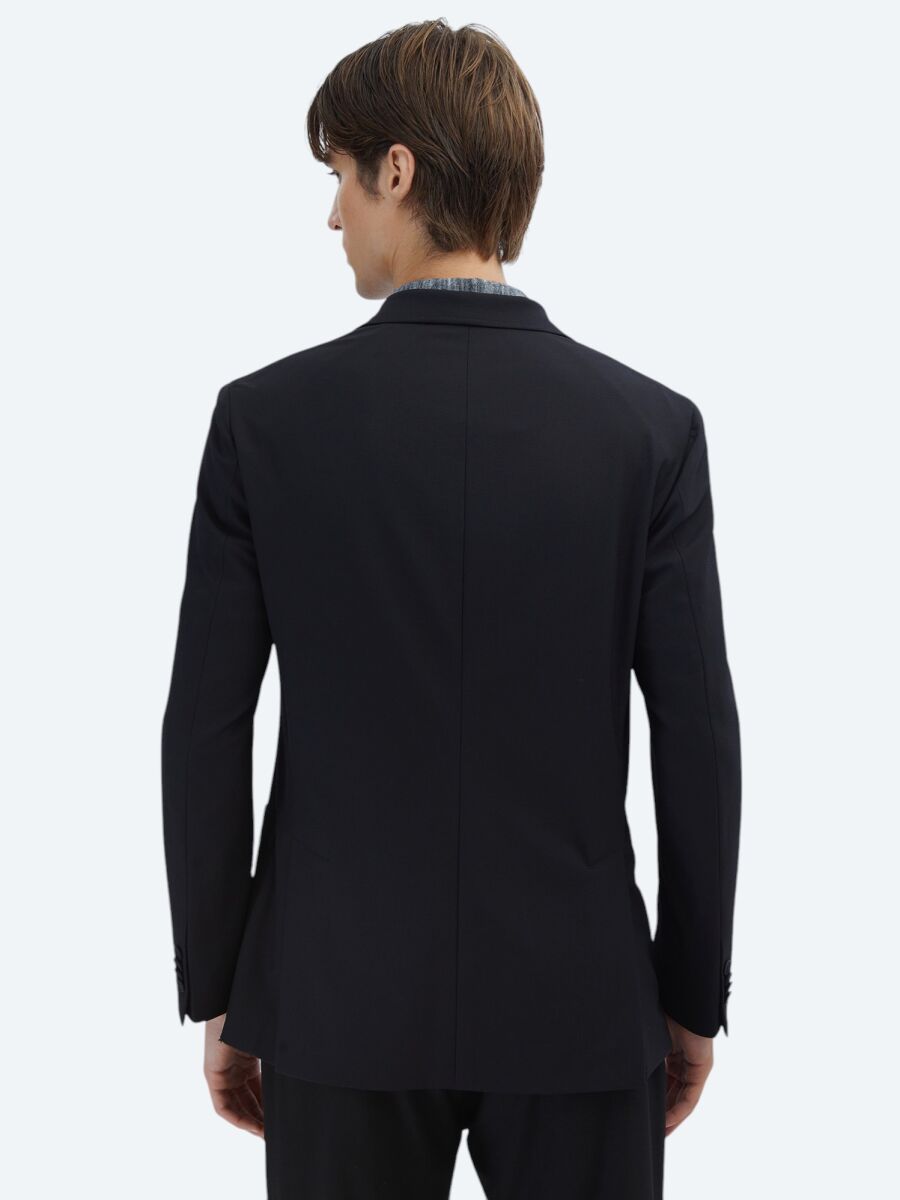 Siyah Desenli Modern Fit Ceket - 6