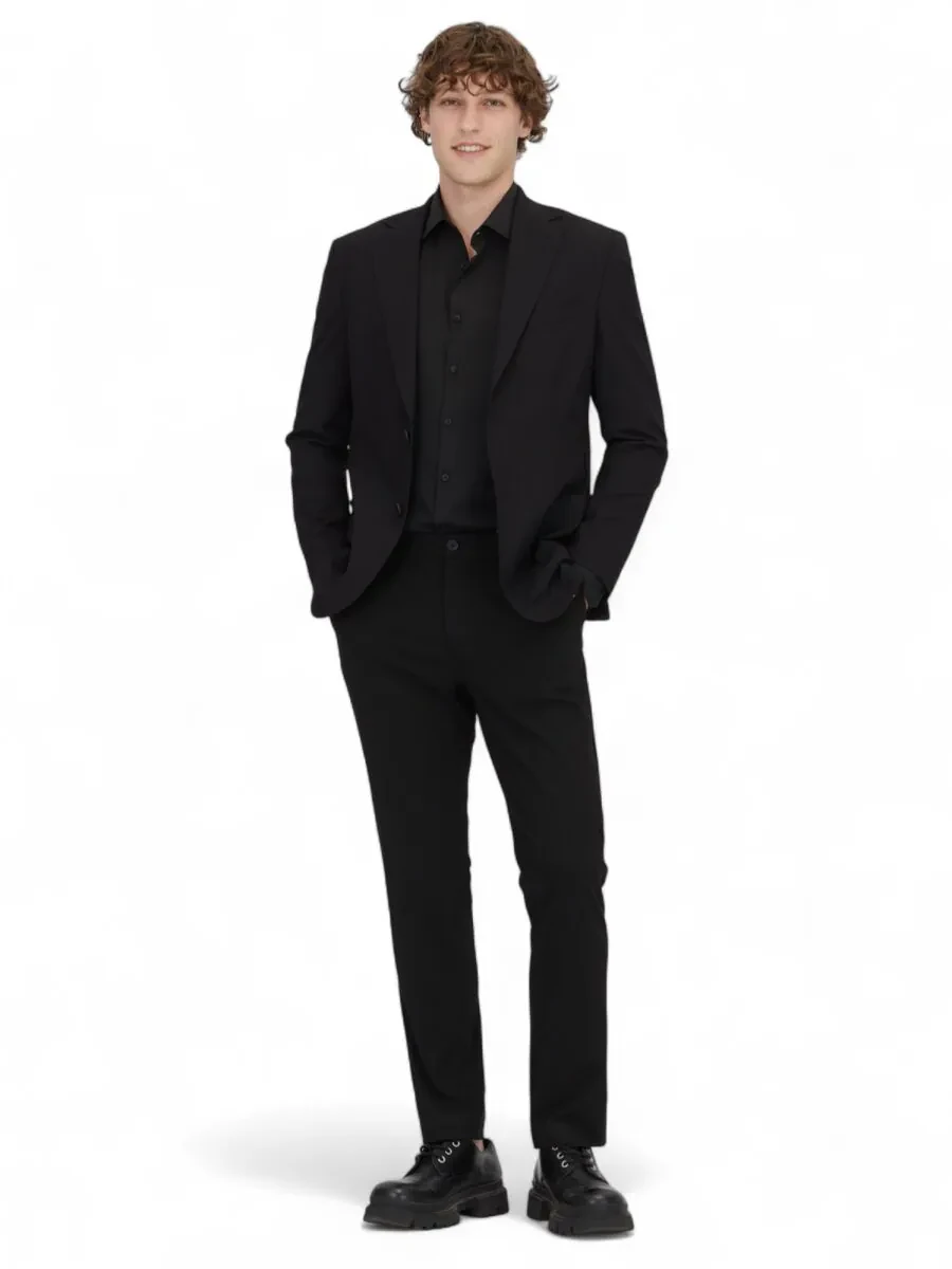 Siyah Desenli Modern Fit Ceket - 2