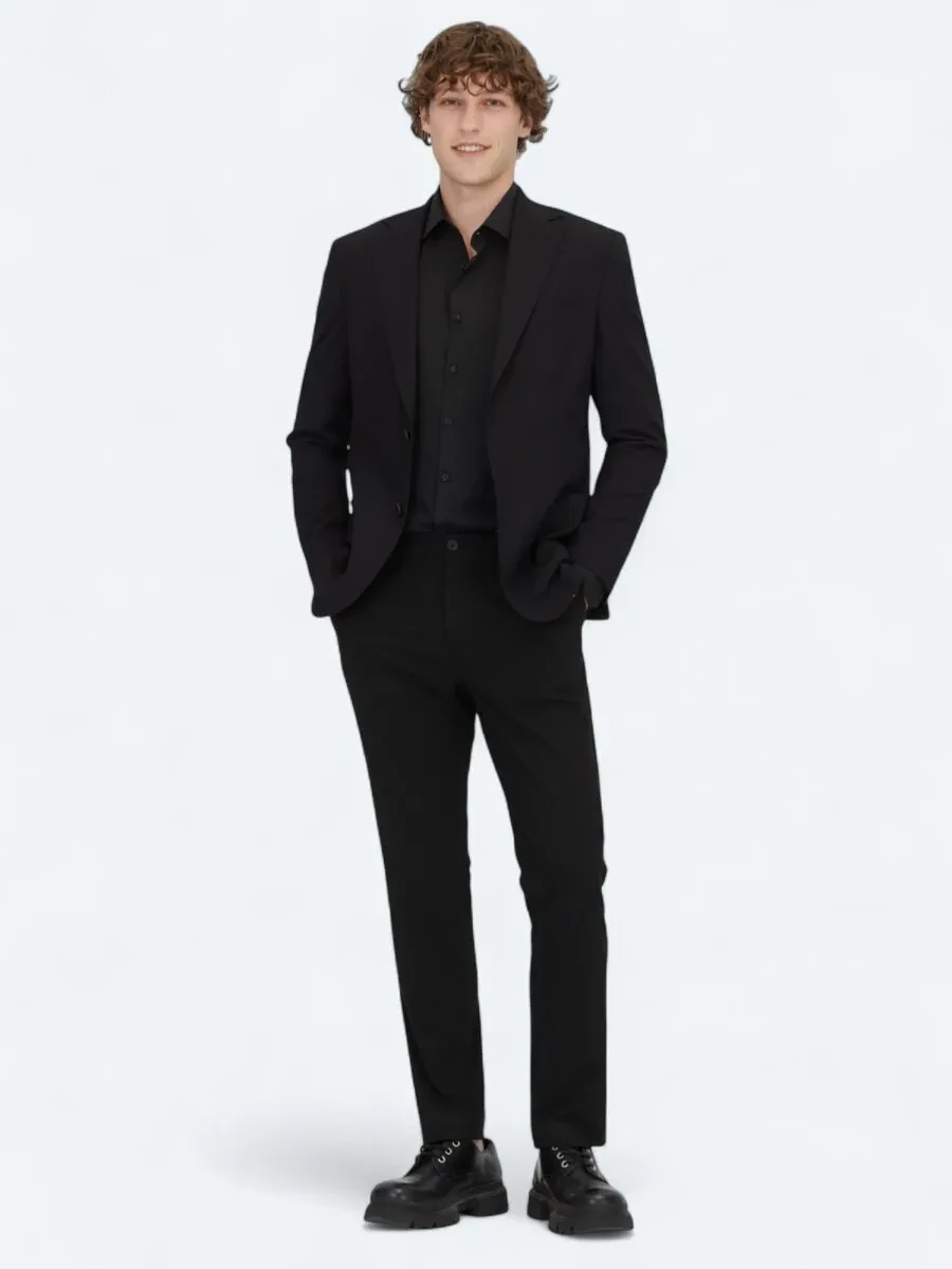 Siyah Desenli Modern Fit Ceket - 2