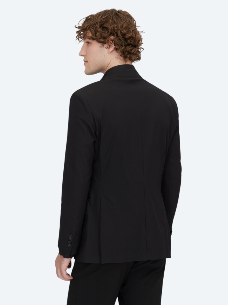 Siyah Desenli Modern Fit Ceket - 6