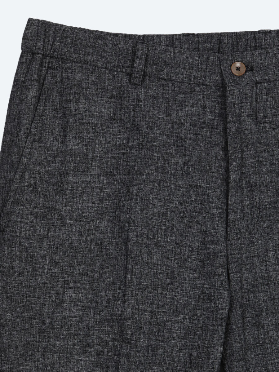 Siyah Desenli Modern Fit Keten Karışımlı Takım Elbise - 10