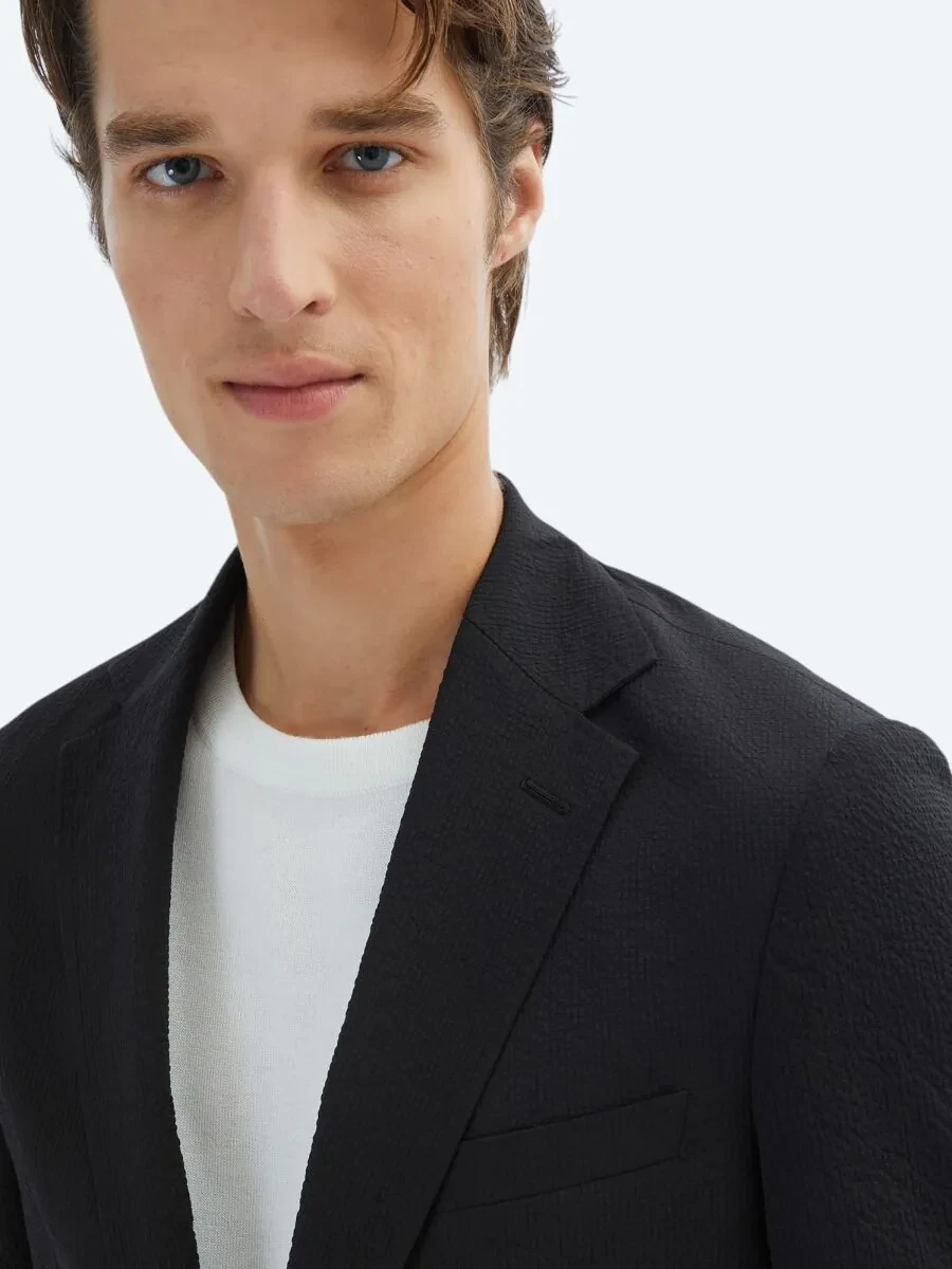 Siyah Desenli Modern Fit Takım Elbise - 3