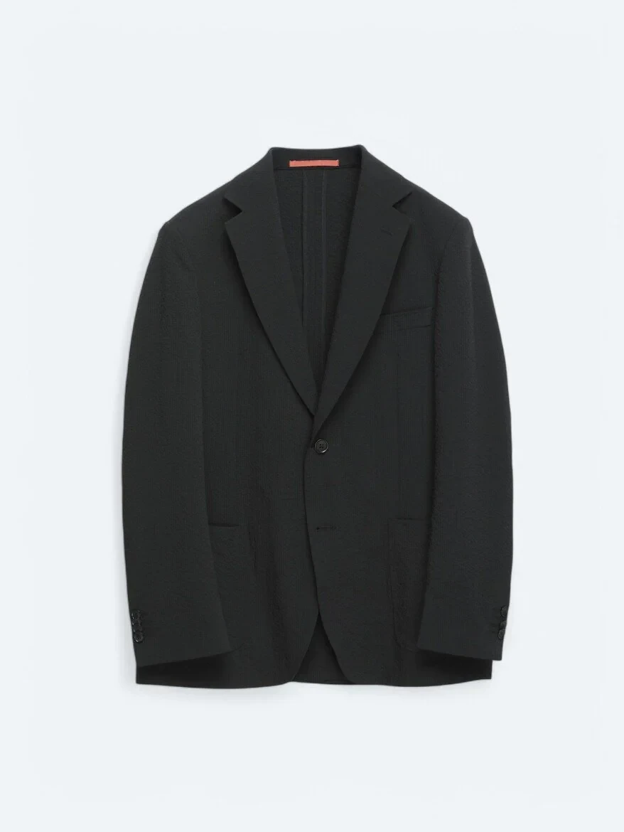 Siyah Desenli Modern Fit Takım Elbise - 6