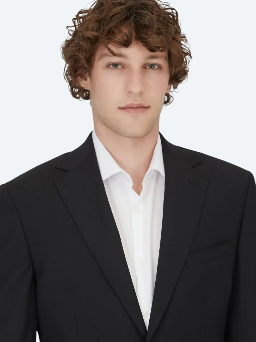 Siyah Desenli Modern Fit Yün Karışımlı Takım Elbise - 3