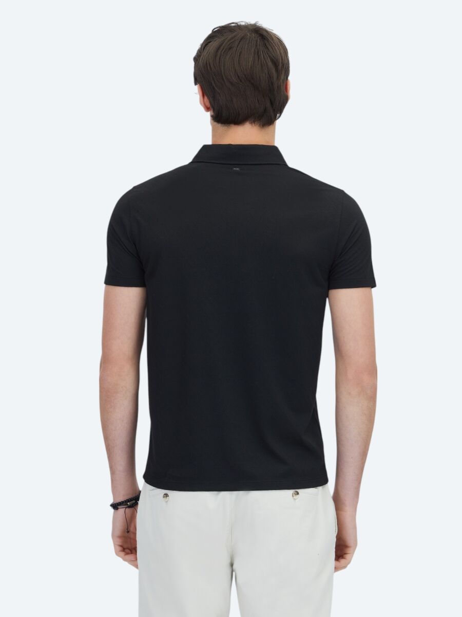 Siyah Desenli Polo Yaka T-Shirt - 6