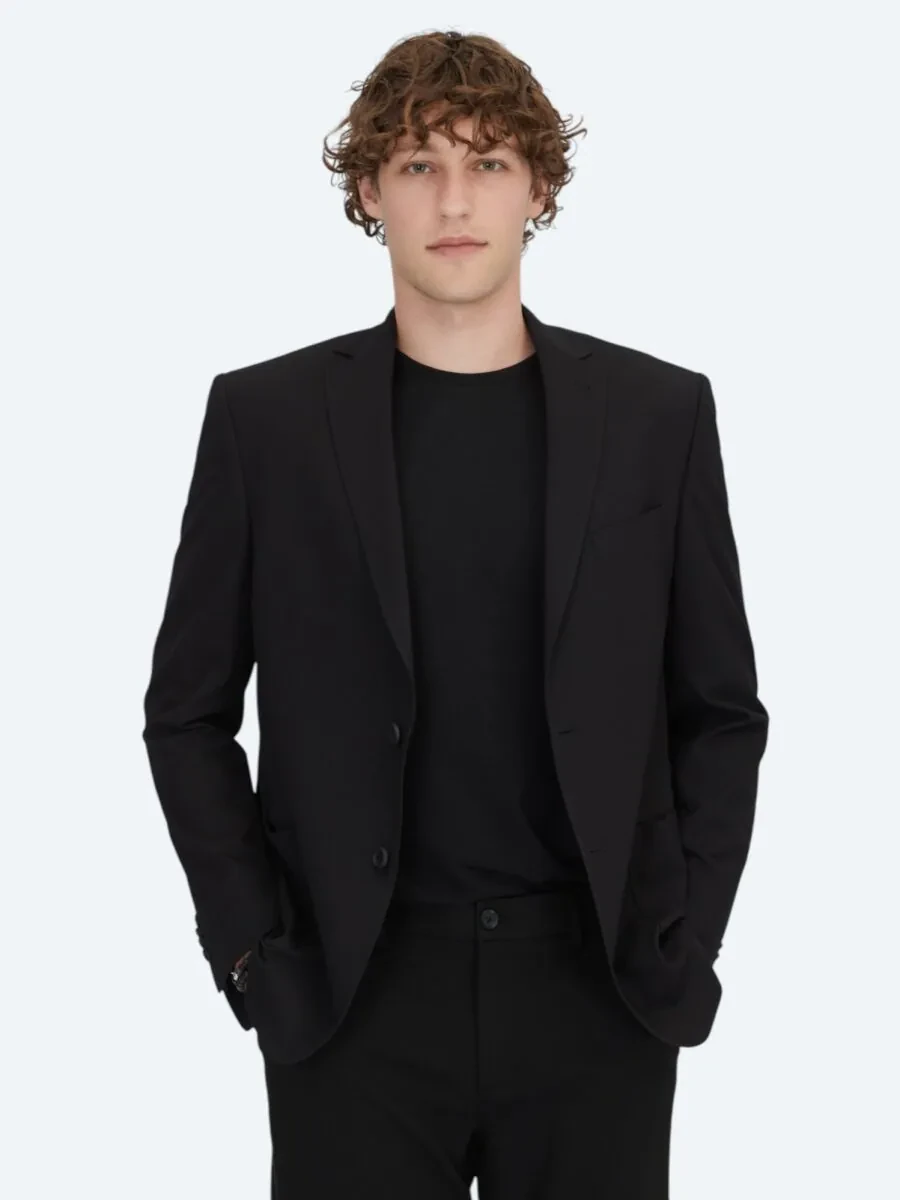 Siyah Desenli Regular Fit Ceket - 1
