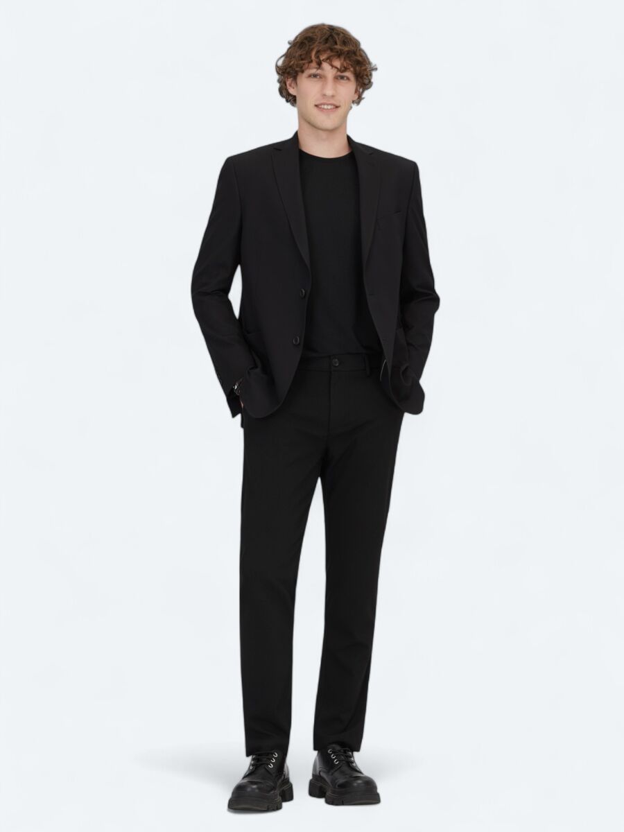 Siyah Desenli Regular Fit Ceket - 2