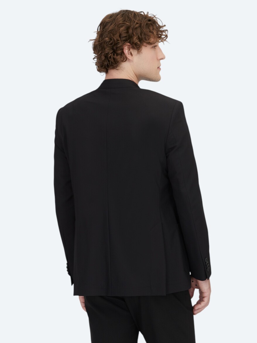Siyah Desenli Regular Fit Ceket - 6
