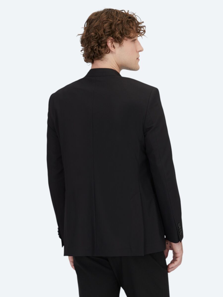 Siyah Desenli Regular Fit Ceket - 6