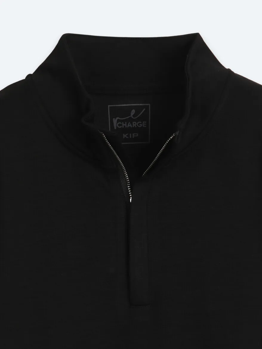Siyah Dik Yaka Düz Sweatshırt - 9