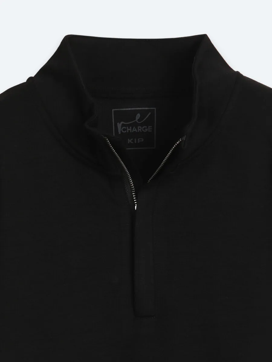 Siyah Dik Yaka Düz Sweatshırt - 9