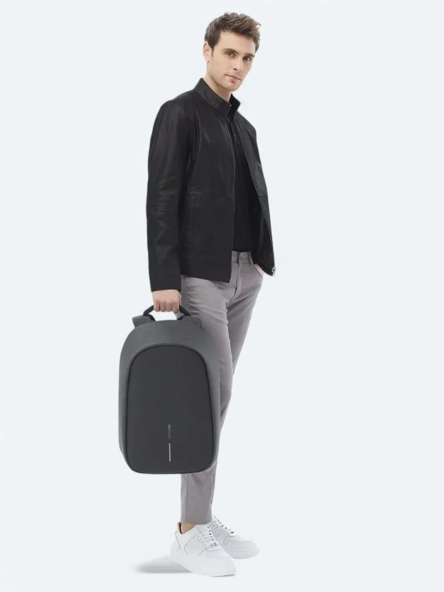 Siyah Dik Yaka Smart Casual Çift Taraflı Deri Mont - 5