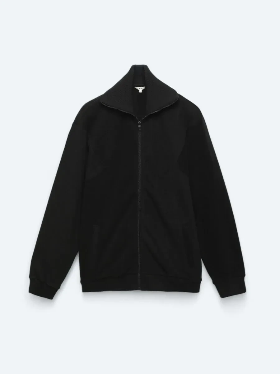 Siyah Dik Yaka Sweatshırt - 8