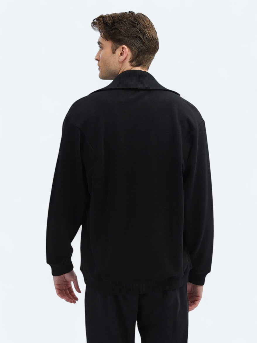 Siyah Dik Yaka Sweatshırt - 7