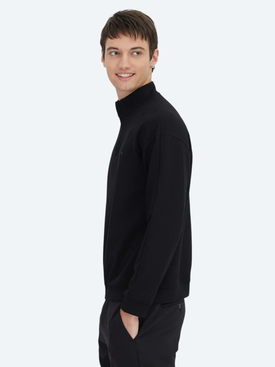 Siyah Dik Yaka Sweatshırt - 3