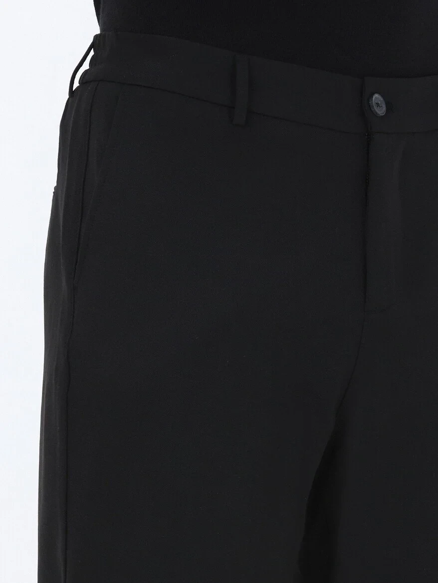 Siyah Dokuma Carrot Fit Casual Pantolon - 4