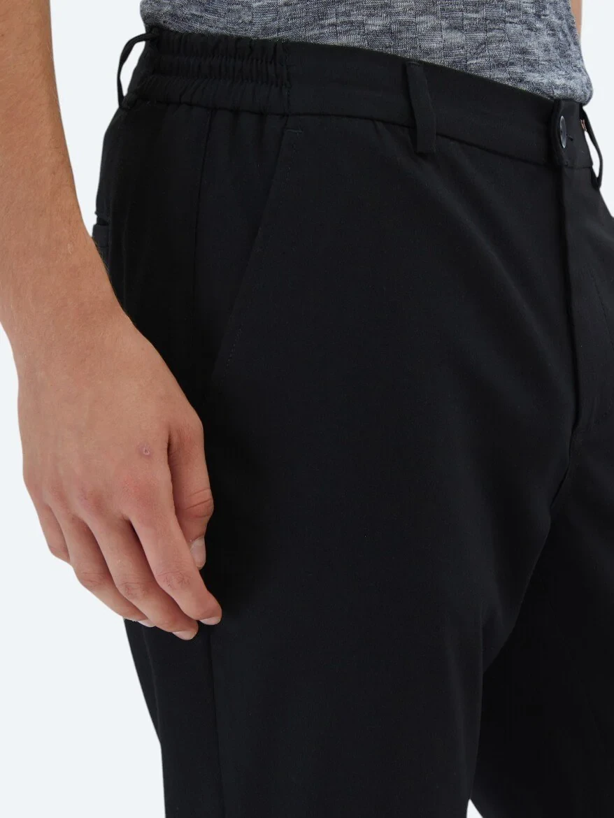 Siyah Dokuma Casual Pantolon 