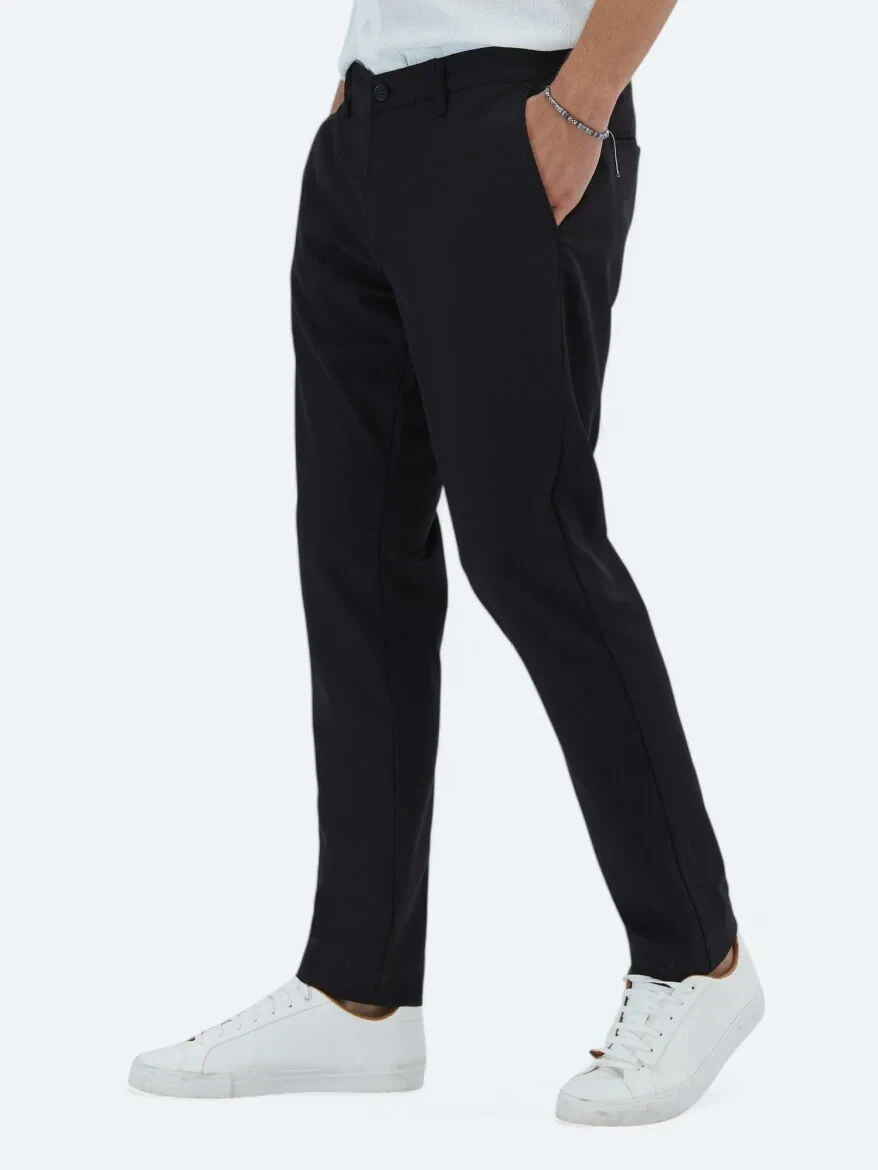 Siyah Dokuma Casual Pantolon 