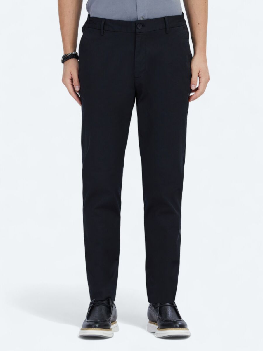 Siyah Dokuma Jogging Fit Casual Pamuk Karışımlı Pantolon - 2