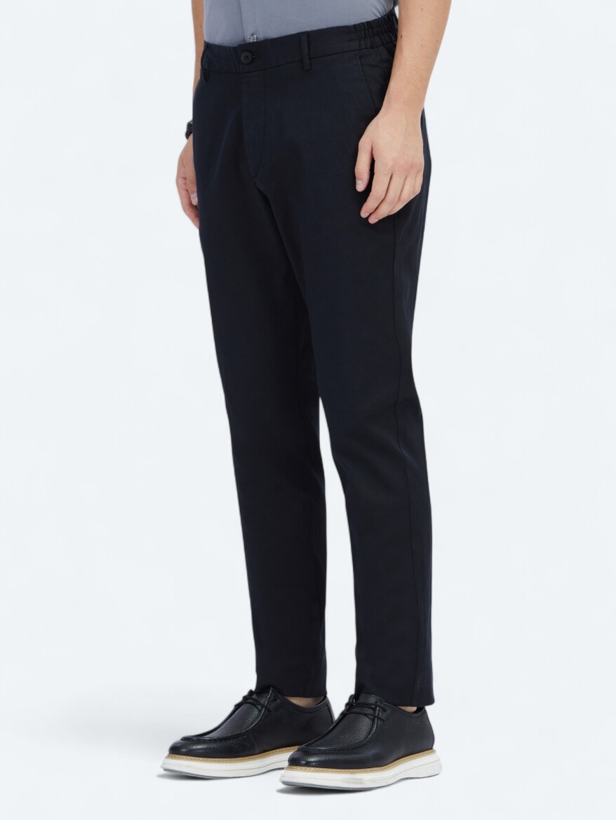 Siyah Dokuma Jogging Fit Casual Pamuk Karışımlı Pantolon - 3