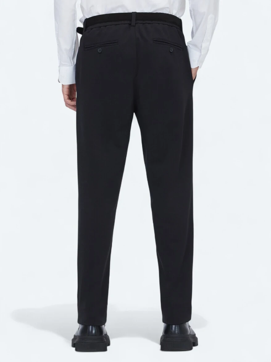 Siyah Dokuma Jogging Fit Casual Pamuk Karışımlı Pantolon - KİP