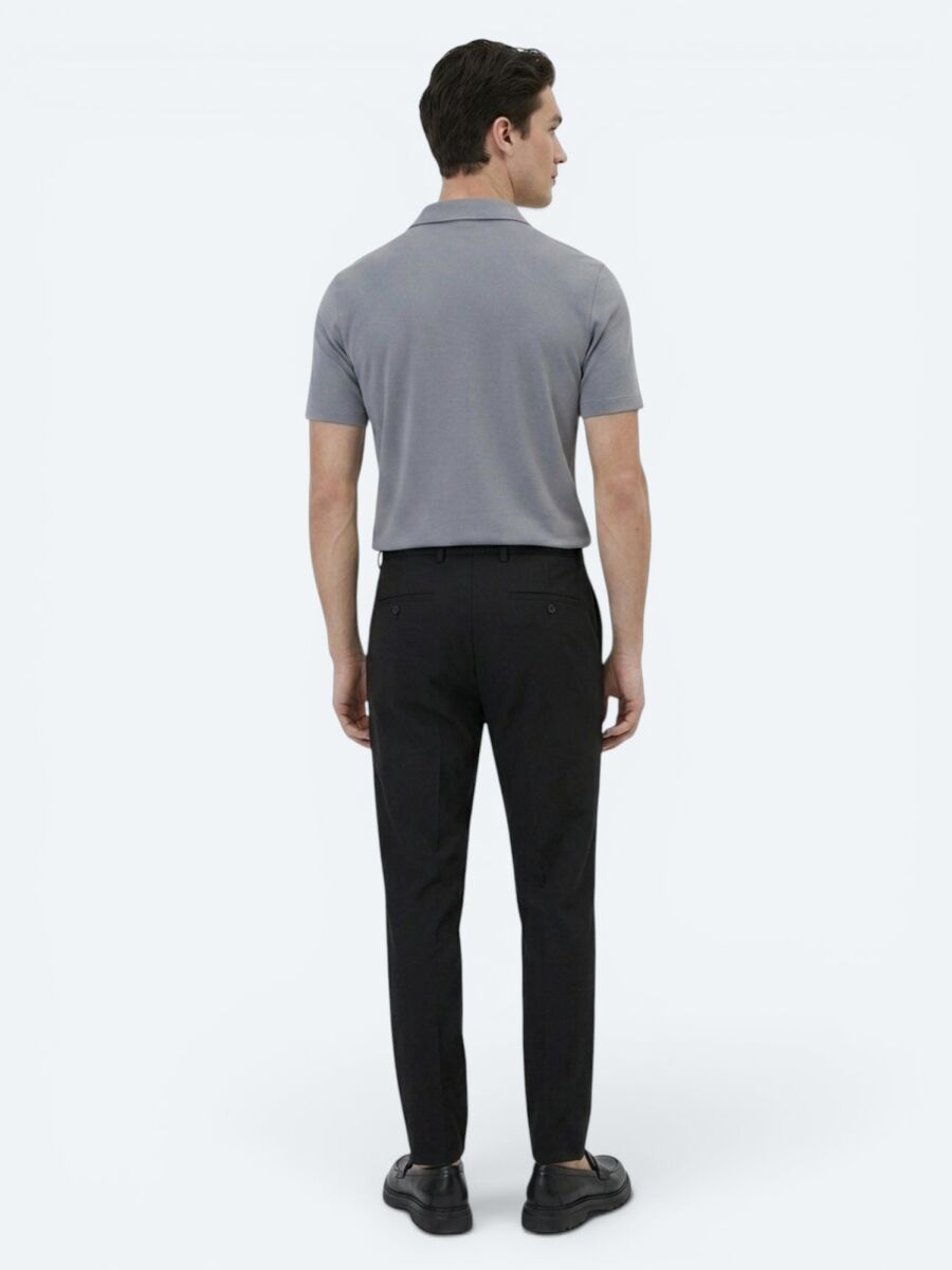 Siyah Dokuma Jogging Fit Casual Pamuk Karışımlı Pantolon - 5