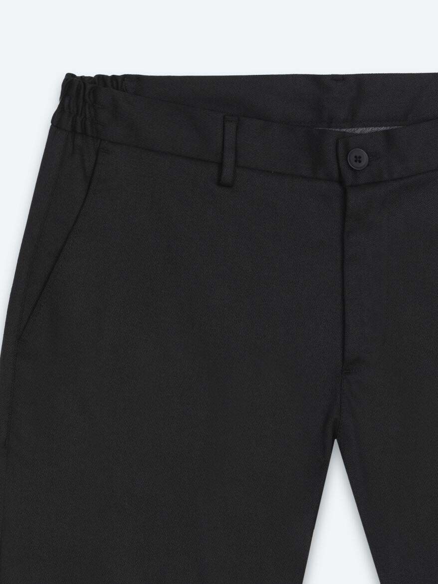 Siyah Dokuma Jogging Fit Casual Pamuk Karışımlı Pantolon - 7