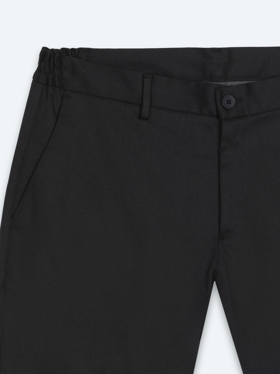 Siyah Dokuma Jogging Fit Casual Pamuk Karışımlı Pantolon - 7