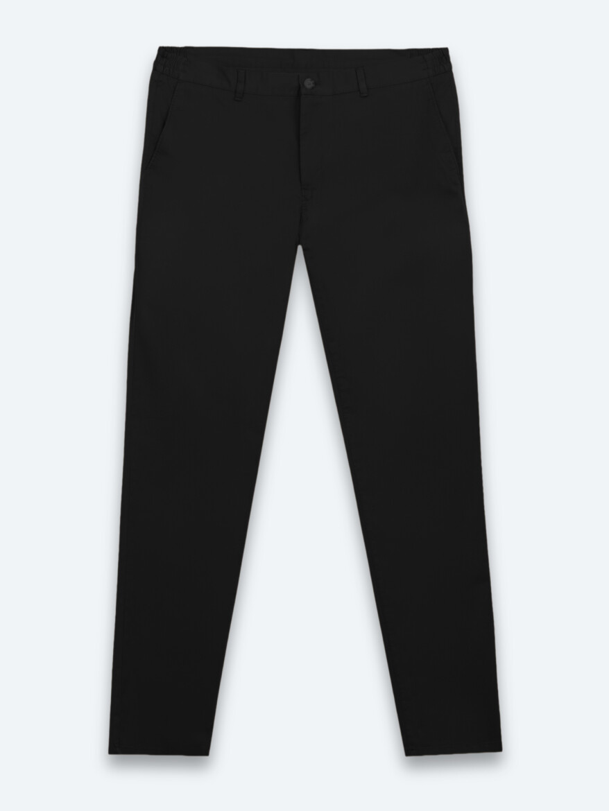 Siyah Dokuma Jogging Fit Casual Pamuk Karışımlı Pantolon - 5