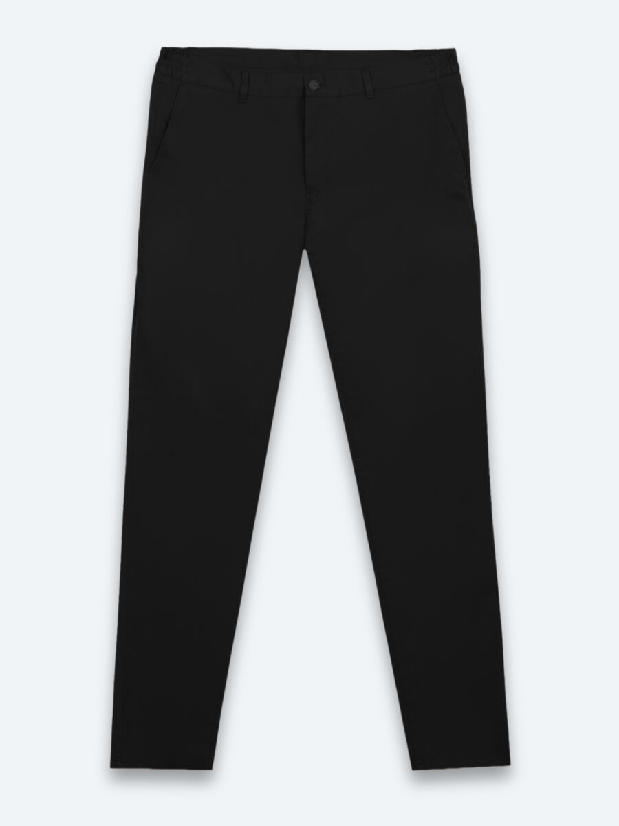 Siyah Dokuma Jogging Fit Casual Pamuk Karışımlı Pantolon - 5