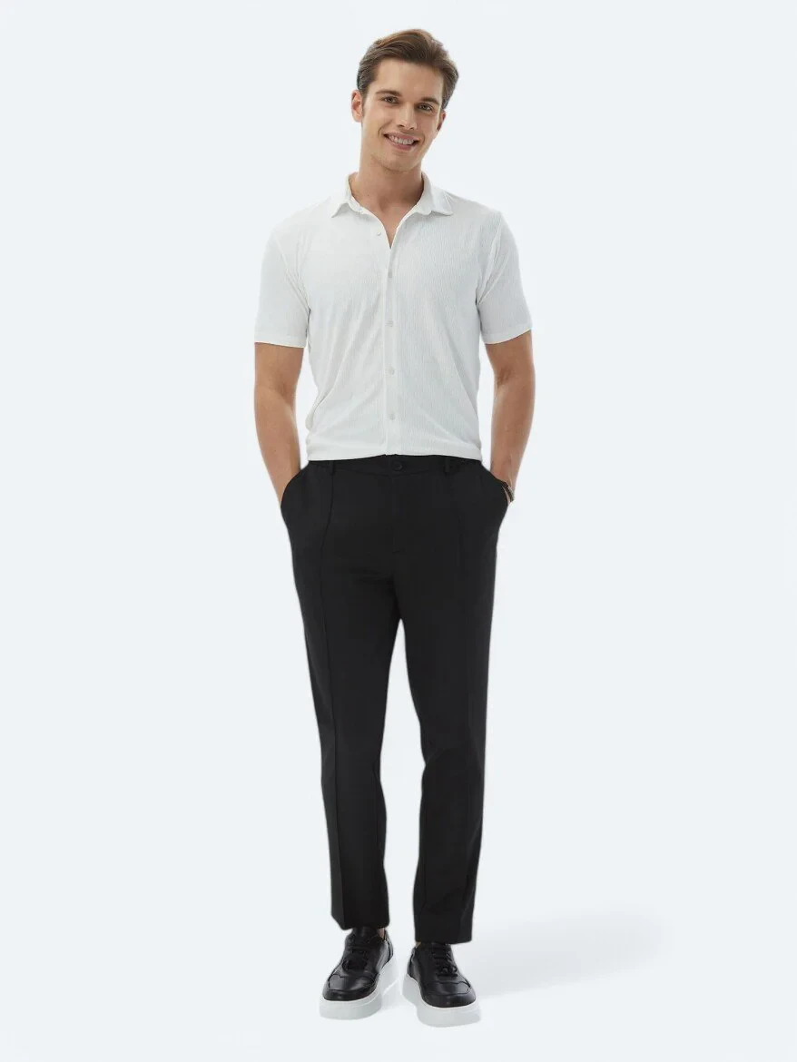 Siyah Dokuma Jogging Fit Casual Pantolon - 1
