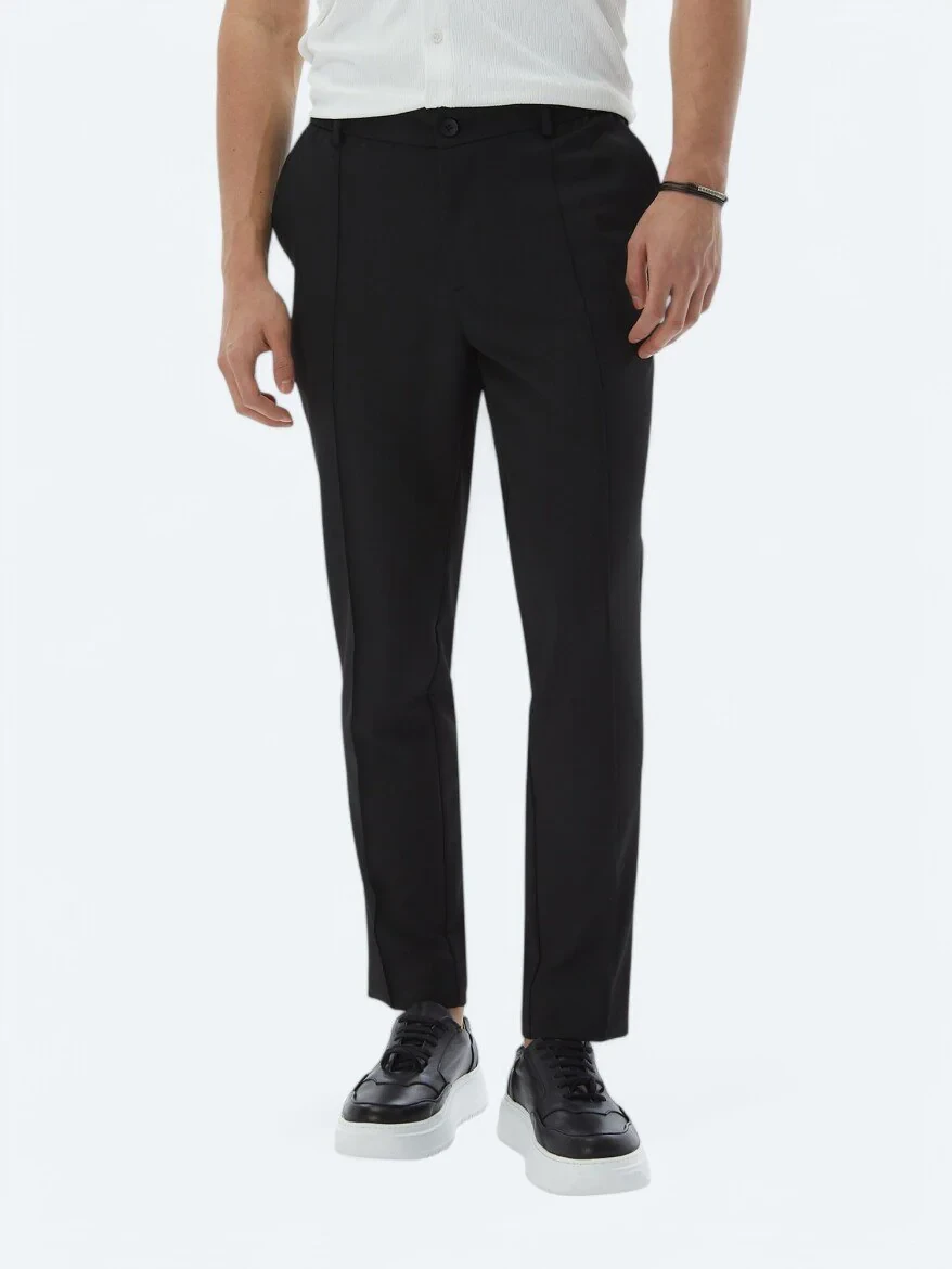 Siyah Dokuma Jogging Fit Casual Pantolon - 4