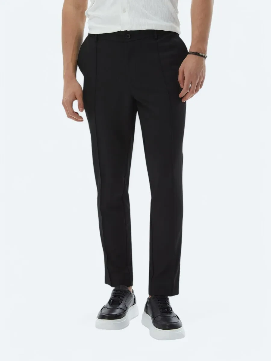 Siyah Dokuma Jogging Fit Casual Pantolon - 4