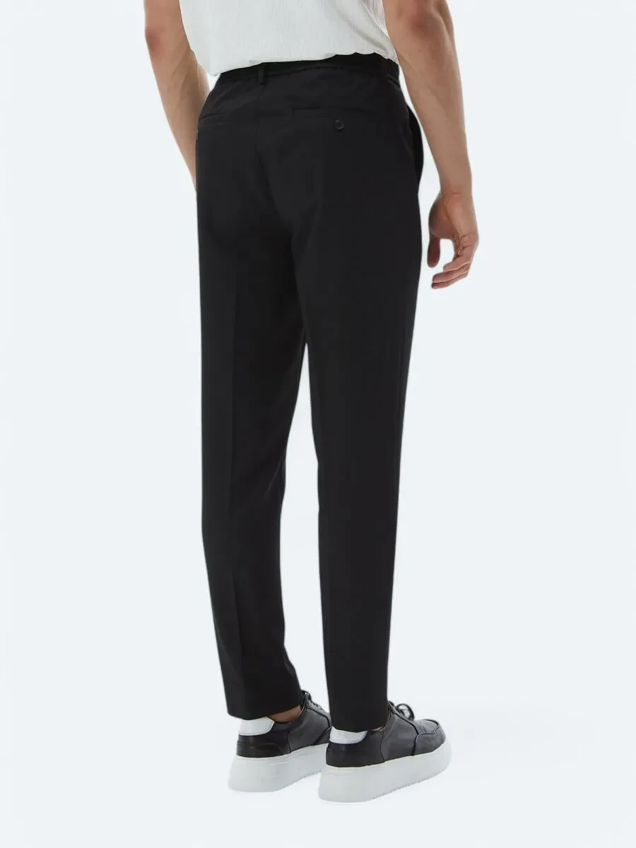 Siyah Dokuma Jogging Fit Casual Pantolon - 6