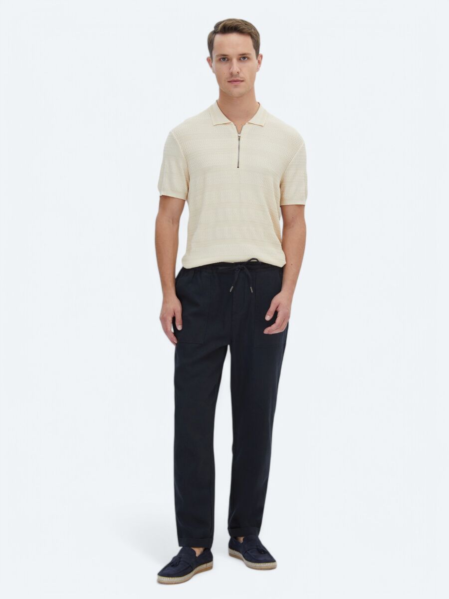 Siyah Dokuma Jogging Fit Casual Pantolon - 1