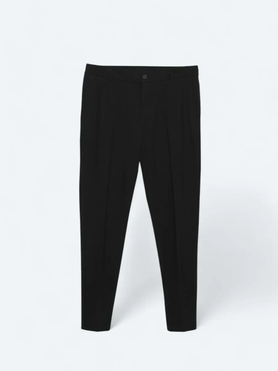 Siyah Dokuma Jogging Fit Casual Pantolon - 1