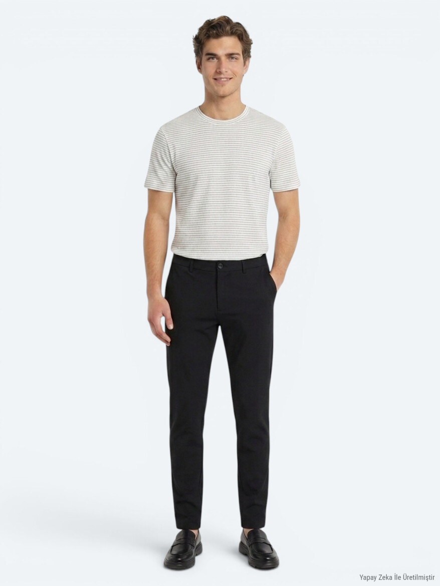 Siyah Dokuma Jogging Fit Casual Pantolon 