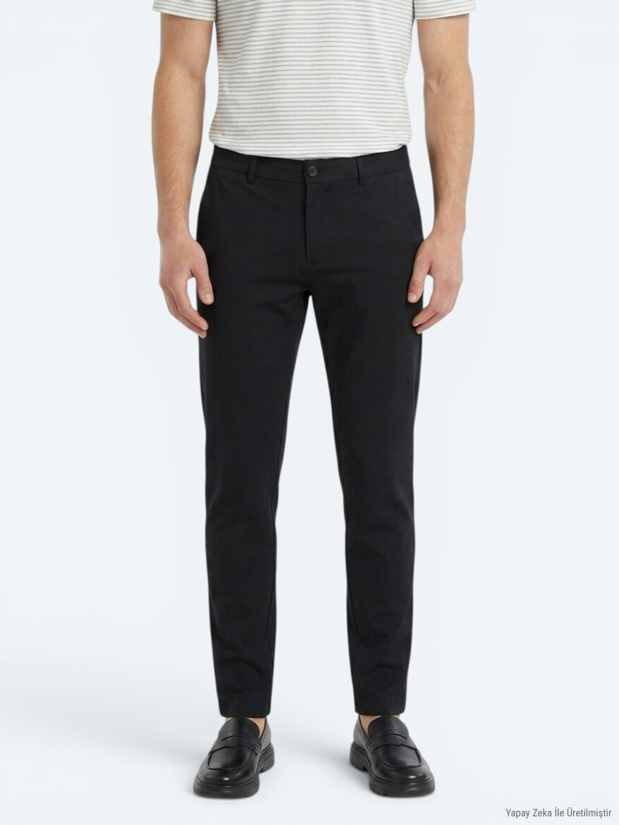 Siyah Dokuma Jogging Fit Casual Pantolon - 2