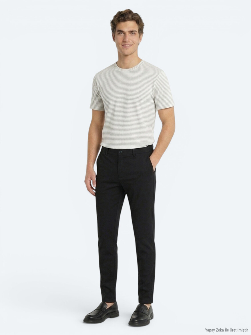 Siyah Dokuma Jogging Fit Casual Pantolon - 4