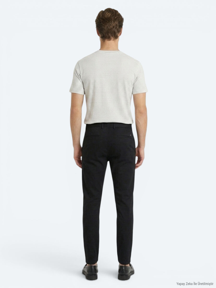 Siyah Dokuma Jogging Fit Casual Pantolon - 5