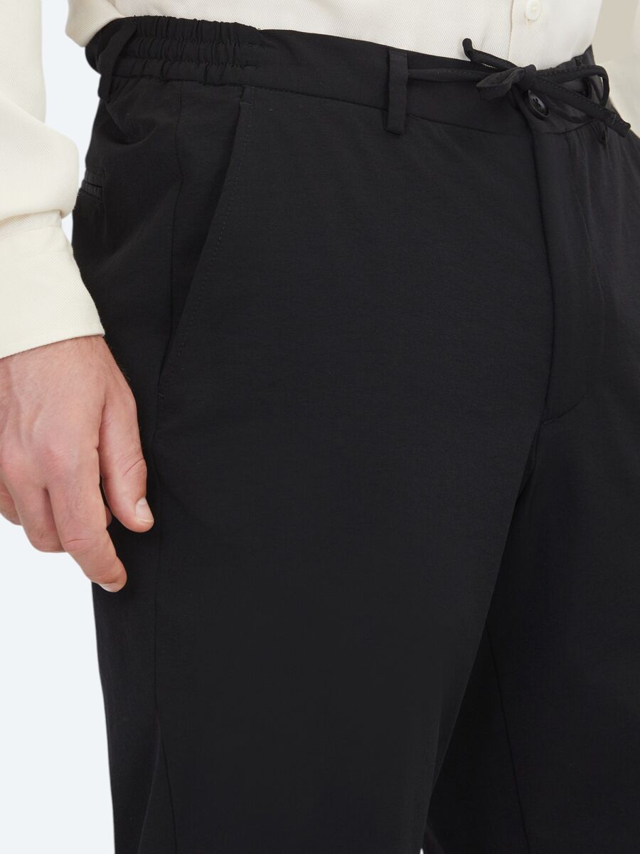 Siyah Dokuma Jogging Fit Casual Pantolon - 3